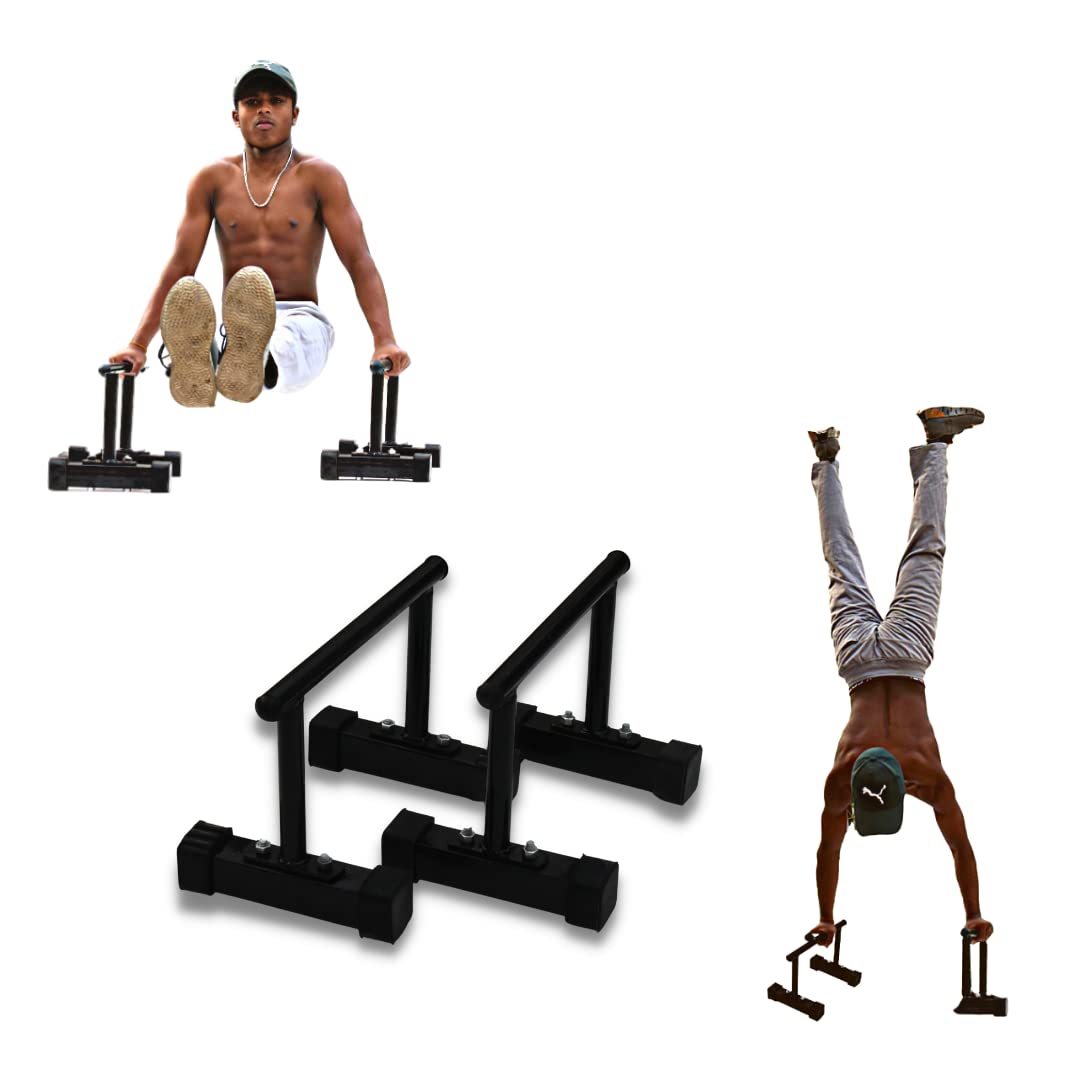 FIRE FITNESS home gym equipment paraletes bar for leg flexibility and hand stand power increasing equipment at home like Parallettes Bars, Dip Bars Stand, Pull-Ups stand,strength Training equipments