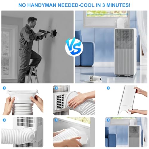 Image of 14,000 BTU Portable Air Conditioners for Rooms Up To 700 Sq.Ft. Portable AC, Dehumidifier, 24H Timer, Sleep Mode & Water level indication, Remote Control & Window Kit, White & Grey