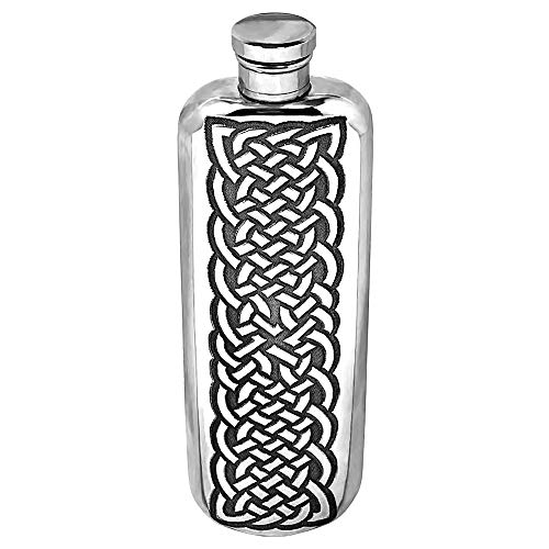 English Pewter Company 3oz Celtic Design Slimline Top Pocket Liquor Hip Flask [CEL175]