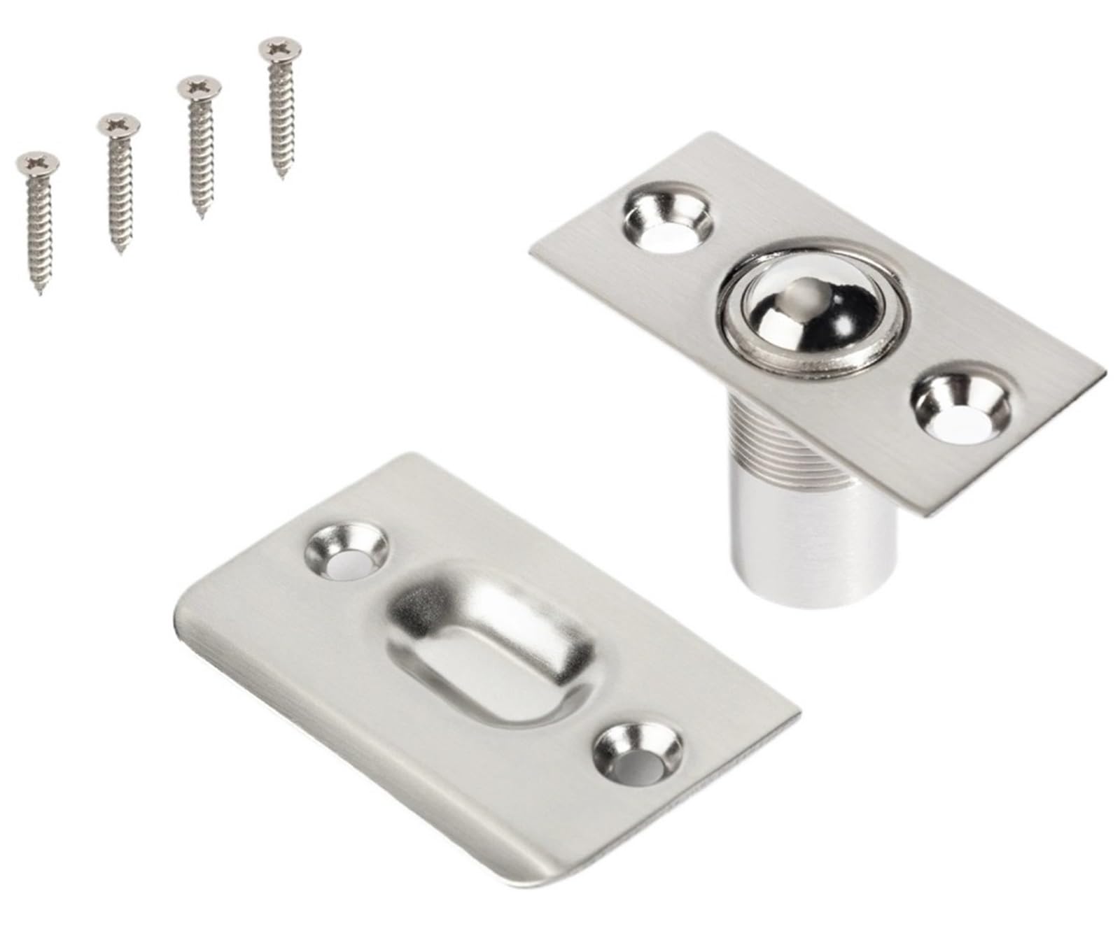 Door Latch Strike Plate 5Pcs Ball Roller Spring Door Latch Hardware Brass Cabinet Closet Catch Brushed Satin and Black Gate Door Catcher(Silver)