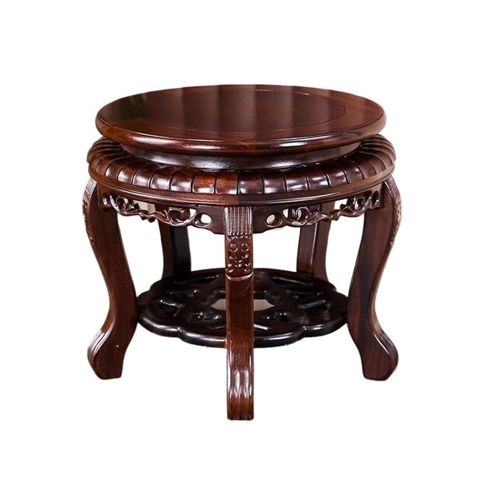 LJHFG63KUYT Pedestal Decor Circular Ebony Carving High Leg Bonsai Base, Home Vase Fishbowl Display Stand Indoor Holder