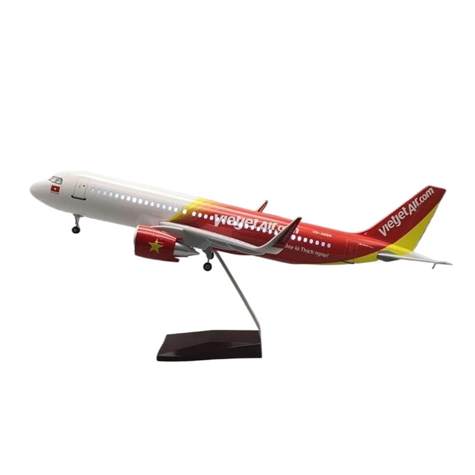 Modelo de avión A320 Vietjet a escala 1:80 de resina coleccionable con ruedas 8
