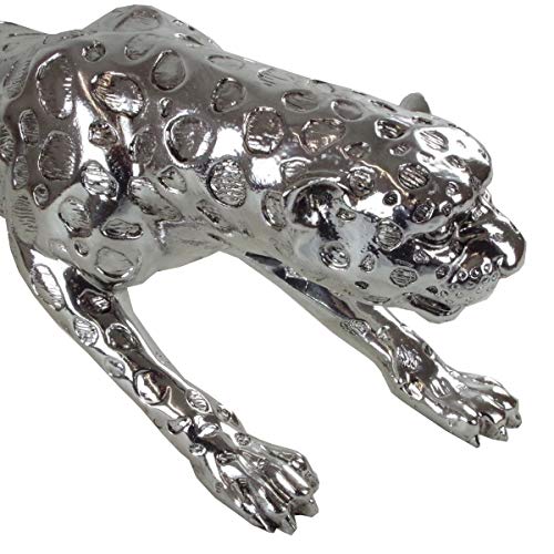 Casablanca Deko Figur Skulptur XL - Gpard Silberfarben matt - Deko Wohnzimmer - Länge 80 cm