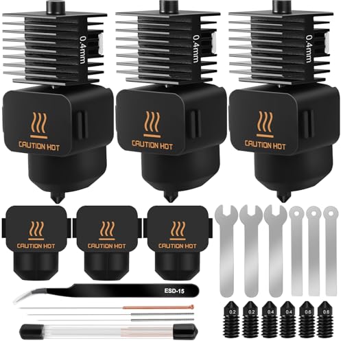 3pcs 0.4 mm A1/A1 Mini Hotend Set, Extruder Print Head Hot End with Silicone Sock, 0.2 mm 0.4 mm 0.6 mm Hardened Steel N