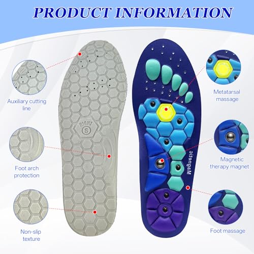 Magnetische Einlegesohlen Original, Massage Magnetische Einlegesohle, Magnetische Schuheinlagen Akupunktur, Reflexologie Akupressur Einlagen, Magnetische Orthopädische Einlegesohlen (Blau)