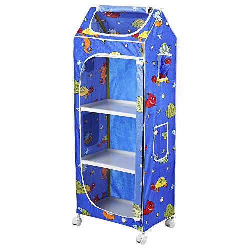 Image of Little One's | 4 Plastic Shelves Baby Foldable Wardrobe (Made in India), Unbreakable Material, (Plastic Structure)| Aquatic Blue | HP4 /FB