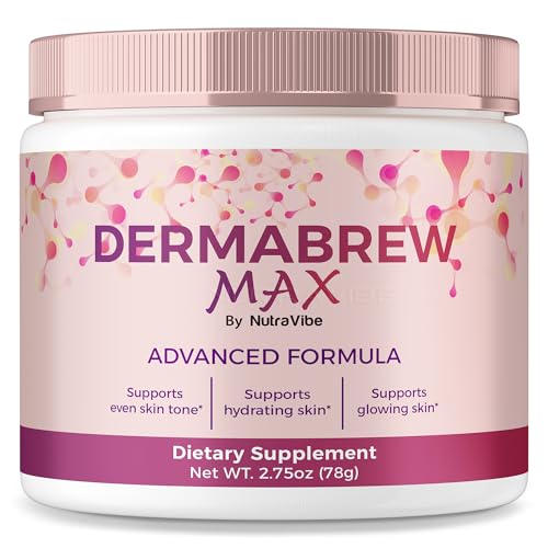 NutraVibe DermaBrew Max Powder Derma Brew Max Korean-Inspired Blend for Skin Hydration Radiance & Natural Healthy Skin | Premium Retinol Glow-Inspired Easy-to-Mix Formula Drink (30 Servings)