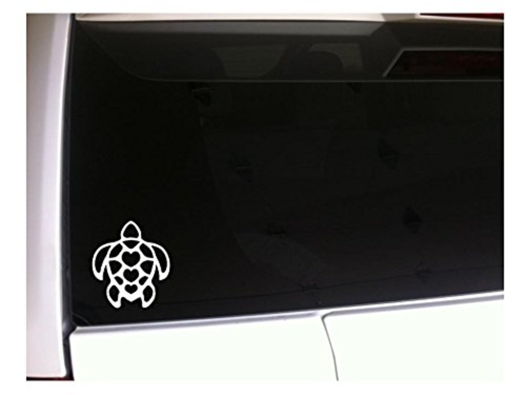 Autocollant tortue avec cœurs sticker blanc résistant au lavage