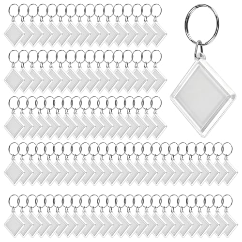 Porte-clés vierges en acrylique transparent 3,5x3,5 cm Mouyat | Lot de 100