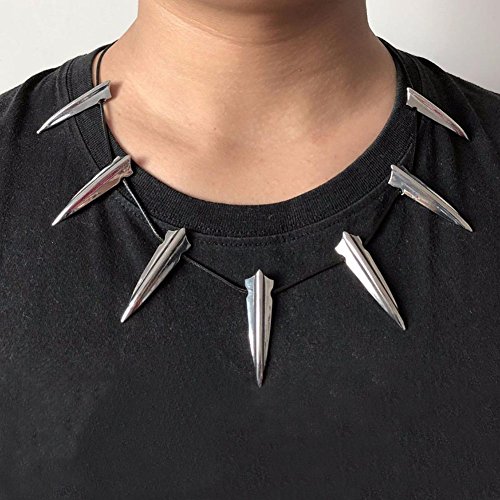 BUUFAN Chic Silver Stainless Steel Necklace for Black Cosplay Halloween Party3