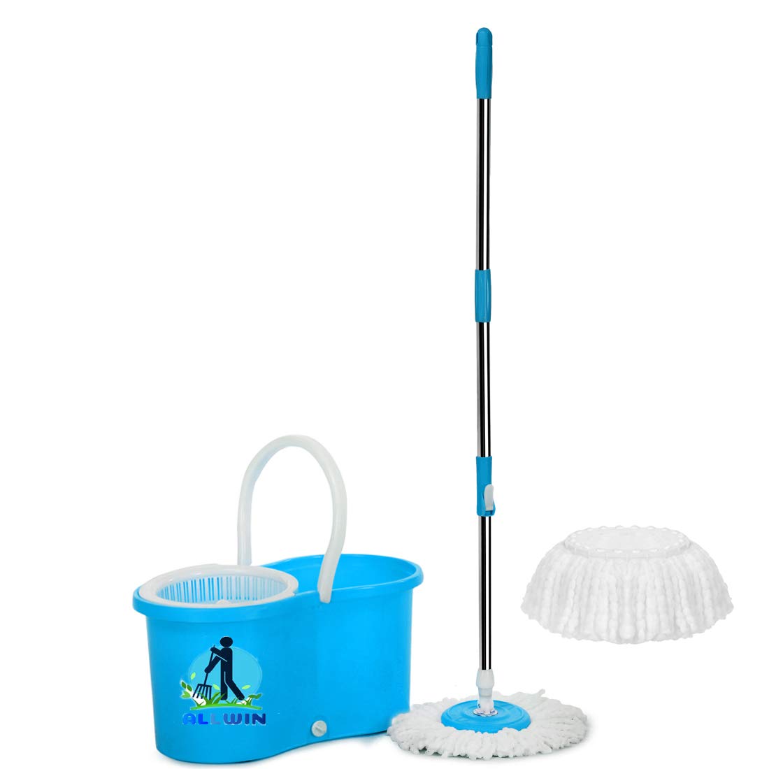 ALLWIN® Mop with 2 Refills Super Absorbent Refills for All Home & Office Floor Cleaning,360 Degree Spin Bucket, 180 Degree Flexible Handle,for Perfect Cleaning