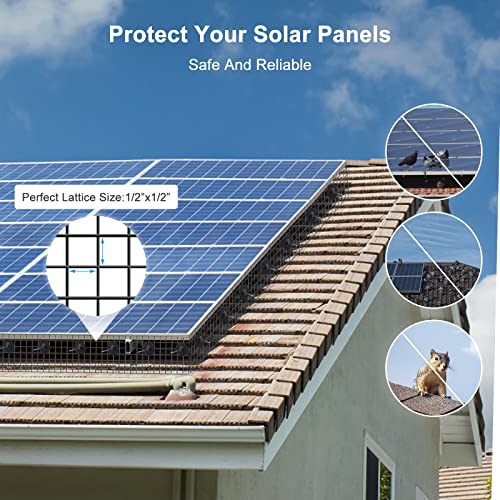 Zeropone 8Inch X 100Ft Solar Panel Bird Guard,Critter Guard For Solar Panels W/ 100Pcs Stainless Steel Fasteners,Removable Pvc Coated Guard Wire For Squirrel,Bird,Critters Proofing #TOP2