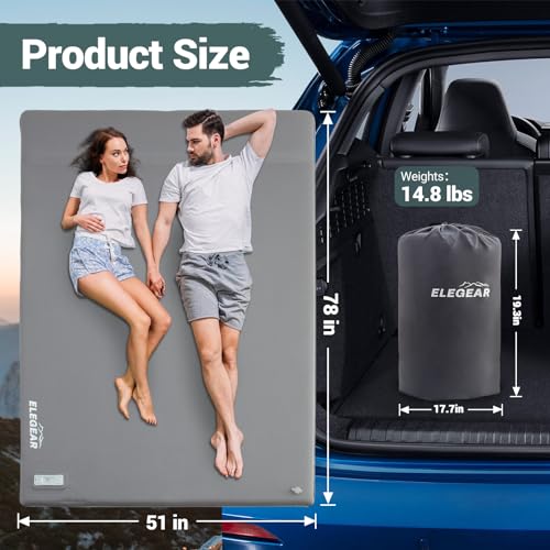 Elegear-Self-Inflating-Sleeping-Pad-Built-in-Electric-Pump-31-Ultra-Thick-Memory-Foam-Camping-Mattress-Pad-with-Pillow-Double-Sleeping-Pad-for-Camping-R-value-95-Foam-Camping-Pad-for-CarTraveling