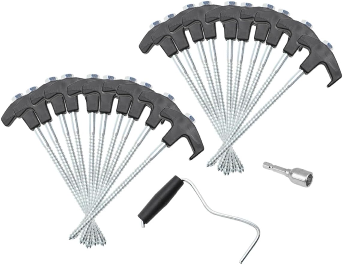 Heavy Duty Steel Tent Stakes and Canopy Pegs 22pcs Set for Outdoor Camping Windproof Tent Anchors Portable Yard for Hiking and Shelter Stabilization