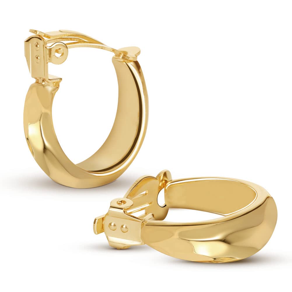 LILIE&WHITEGold Clip-On Hoop Earrings for Women – Chunky No-Piercing Fashion Earrings, Lightweight & Comfortable, Jewelry Gift for Girls
