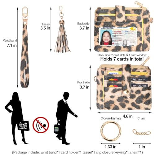 Image of COOLANS Silicone Bracelet Wristlet Wallet Credit Card Holder RFID ID Window Key Ring Tassel Slim Wallet Women Keychain Purse