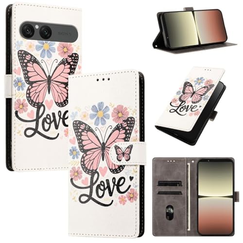 Sony Xperia 10 VII 2025 étui à rabat motif papillon rose en cuir