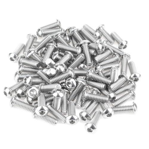Image of 80 Pieces 1 /4-20 x 3 /4 inch Button Head Socket Cap Screws Bolts, HELIFOUNER 304 Stainless Steel (18-8) Screws, Bright Finish, Fully Threaded