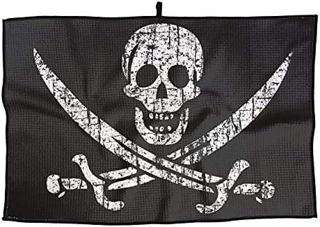 Vintage Pirate Flag Golf Towel 24 X 15 Inch Soft Microfiber Towel for Golf Workout Swimming Gym Yoga