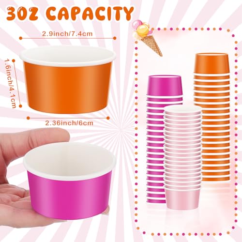 Image of Mimorou 60 Pcs 3 oz Paper Cups Disposable Ice Cream Cups Mini Paper Snack Bowls Bulk Small Frozen Yogurt Bowls for Kids Snack Mousse Pudding Candy Yogurt Craft Supplies Sunrises Bachelorette Party