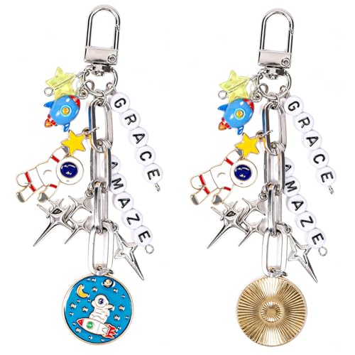 AICase for Project Hail Mary Merch Keychain with Astronaut, Rocket and Star Charms,Multicolor Enamel Rocky Grace Amaze Shirt Hat Outfit Poster Sticker Plush Merchandise Gifts for Fans Bag Birthday