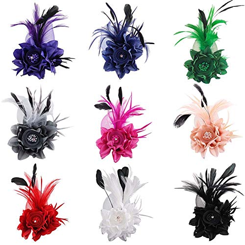 Actlati Charming Mesh Feather Hair Clip Women Girls Hairpin Cocktail Party Flower Barrette Fascinator Hat, Red, One Size #TOP6