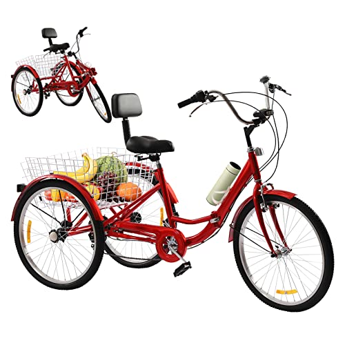 Futchoy Dreirad für Erwachsene, 24 Zoll Klappbar 3 Rad Fahrrad für...