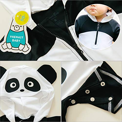 Image of VAENAIT BABY Zip & Snap Rash Guard Swimsuit, UPF 50+ One-Piece Long Sleeve Swimwear, Quick Dry Infant Beach Suit for 0~2T