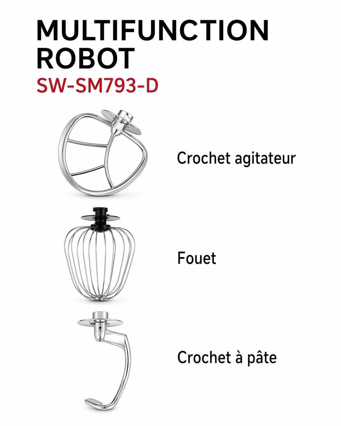 Batidora Amasadora Multifunción 9L con Bol de Acero Inoxidable, 6 Velocidades, Cabezal Inclinable y Protección Antisalpicaduras, Robot de Cocina Profesional 2800w