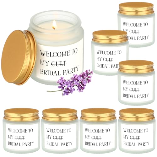 8 Pack Bridesmaid Proposal Gifts Welcome to My Bridal Party Bride Candles Bridal Shower Favors Maid of Honor Candles for Bridesmaid Engagement Wedding Party Gifts(White)