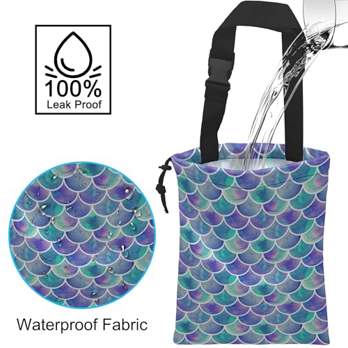 Image of Car Trash Bag Hanging Mermaid Rainbow Scales Car Trash Can Waterproof Garbage Bag Hanging for Car Back Seat
