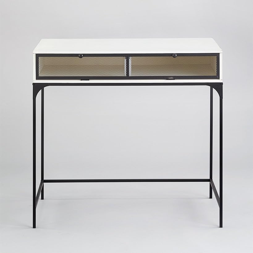 The Lakeside Collection Industrial Farmhouse Style Desk with Storage - White