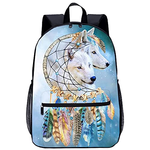Sac à dos scolaire loup imprimé 3D haute définition pour ado et enfant