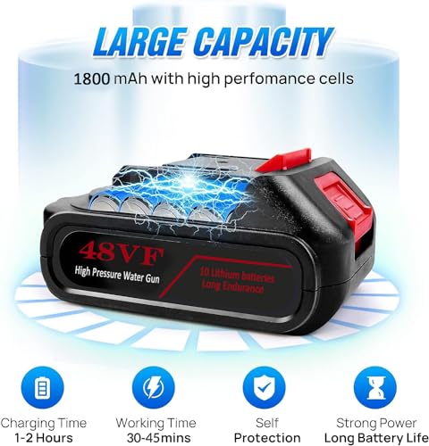 Image of 48V Portable Pressure Washer With Rechargeable Battery | Cordless Handheld Power Washer Gun for Car and Floor Cleaning