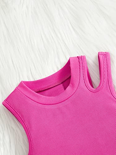 WDIRARA Toddler Girl's Cut Out Asymmetrical Round Neck Sleeveless Rib Knit Tank Top3