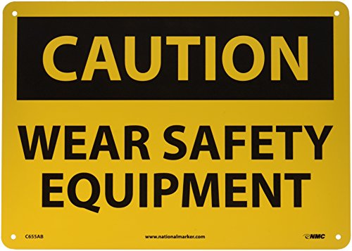 Panneau CAUTION WEAR SAFETY EQUIPMENT en aluminium rigide durable et résistant