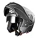 AHR Full Face Flip up Modular Motorcycle Helmet DOT Approved Dual Visor Motocross Black XL