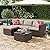 GAOMON 5-Piece All-Weather Patio Furniture Set, Convertible Outdoor Sectional Sofa with Ottoman & Tempered Glass Table, PE Rattan Conversation Set for Garden, Backyard, Porch, Poolside