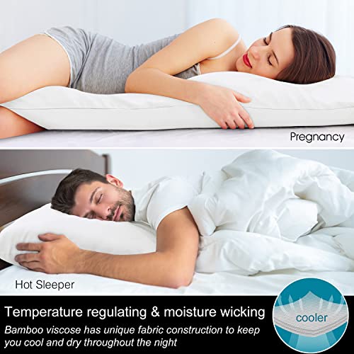 Image of BEDELITE Body Pillow Pillowcase, Rayon from Bamboo, White, 20 inchx54 inch