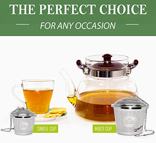 Chefast Tea Infuser Set (2+1 Pack) - Combo Kit of 1 Large and 2 Single Cup Infusers, Plus Metal Scoop with Clip - Reusable Stainless Steel Strainers and Steeper for Loose Leaf Teas - Thumbnail 6