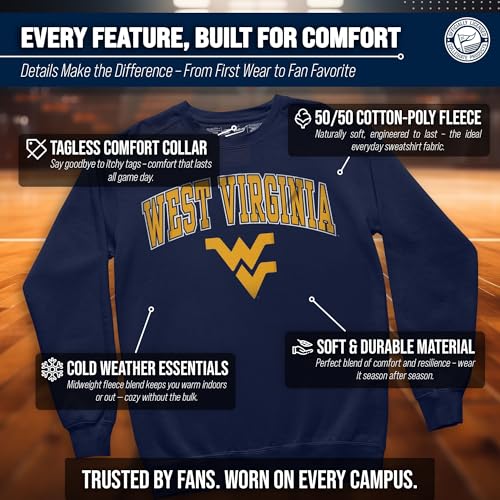 Image of NCAA College Sweatshirt Fleece Crewneck Pullover for Men and Women | Officially licensed NCAA college gameday crewneck pullover - 9 oz fleece lined sweatshirt with arch and logo design