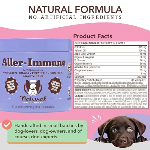 Natural Dog Company A-5367 Aller-Immune Chews (90 Pieces), Turkey Flavor, Canine-Specific Probiotics, Allergy Immune Supplement For Dogs, Boosts Immune System, Antioxidant, Itch Relief thumb #6