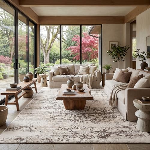 Tapete decorativo nuLOOM Freja Beige 274x183 cm