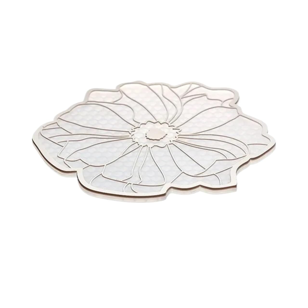 3pcs Silicone Tablemat Flower Kitchen Dining Table Decor Heat Insulation Mat Pad Cup Holder Coaster Bowl Placemat For Table(Beige)
