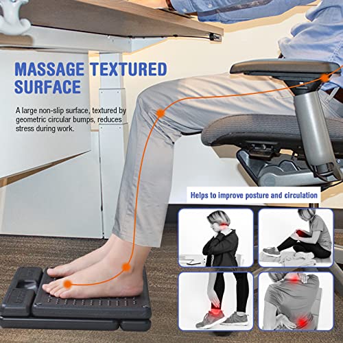 Image of Adjustable Footrest with Removable Foam Cushion, Under Desk Footrest with Massage Beads for Car, Home, Office Stool, 4-Level Height for Improved Posture Back&Hip Pain Relief(Black Plus)