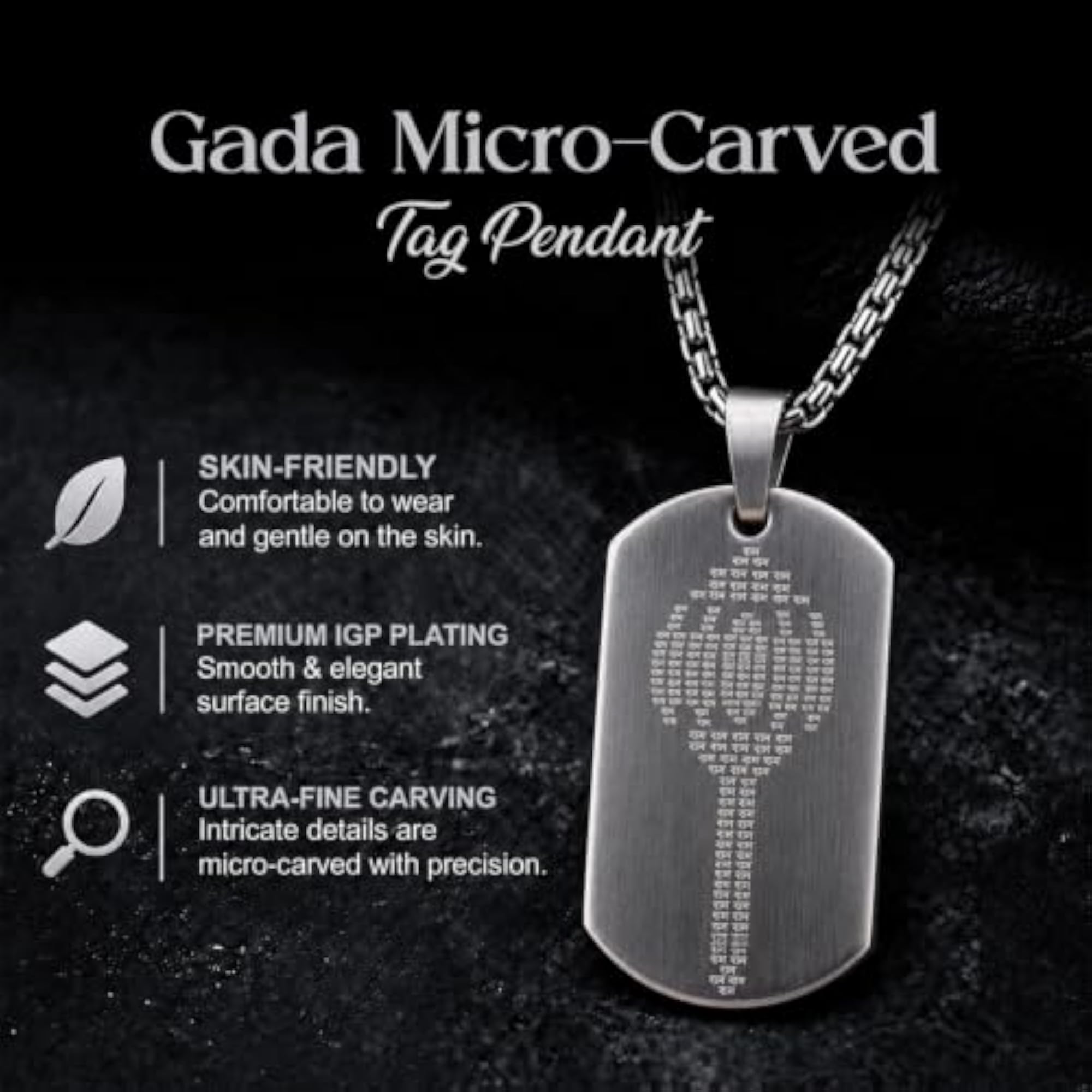 Sacred Lord Ram Name Stainless Steel Pendant Necklace