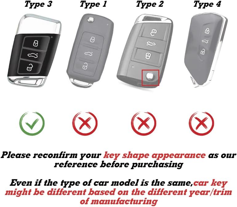 Miniatura 3 de Xotic Tech - Carcasa para llavero de TPU color morado y negro, compatible con Volkswagen Arteon Atlas Golf Alltrack Jetta Passat Tiguan Skoda Kodiaq