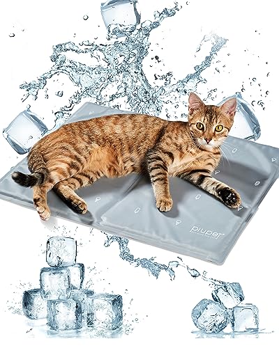 PiuPet® Manta refrescante Gatos I 40x50cm I Gris I Manta para Gatos I Esterilla refrigerante Gatos I Cama para Gatos I Colchoneta refrigerante