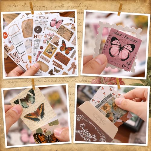 Image of RANDEN Butterfly Journaling Kit, 346PCS Vintage Scrapbook & Stationery Set with Aesthetic Stickers, Ephemera Pack and Journal Supplies for Bullet Journals, Planners, Albums & Creative Crafts (Butterfly)