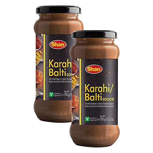 Shan Karahi Gosht/Balti Cooking Sauce 12.3oz (350g) - Simmer Sauce for Fried Meat in Spicy Tomato - Easy to Cook Delicious Meal at Home - Suitable for Vegetarians (Pack of 2)